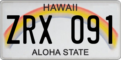 HI license plate ZRX091