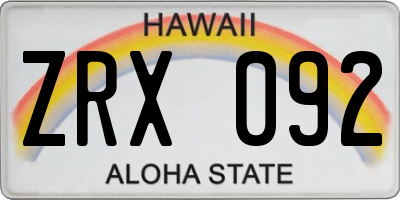 HI license plate ZRX092