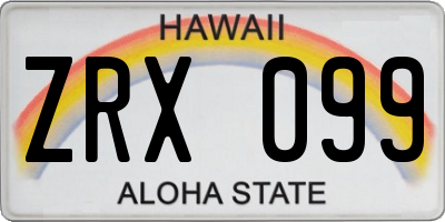 HI license plate ZRX099