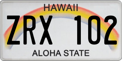 HI license plate ZRX102