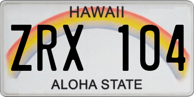 HI license plate ZRX104