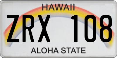 HI license plate ZRX108