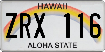 HI license plate ZRX116