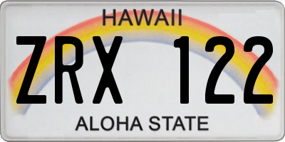 HI license plate ZRX122