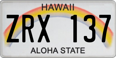 HI license plate ZRX137