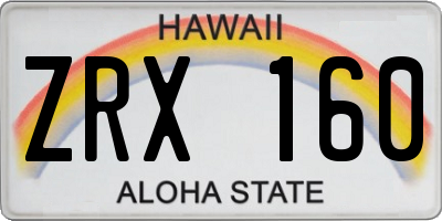 HI license plate ZRX160