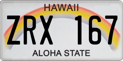 HI license plate ZRX167