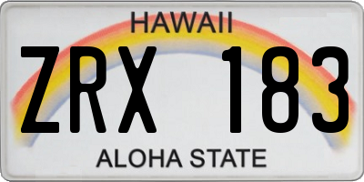 HI license plate ZRX183