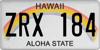 HI license plate ZRX184