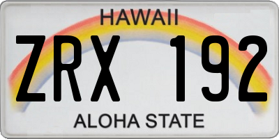 HI license plate ZRX192