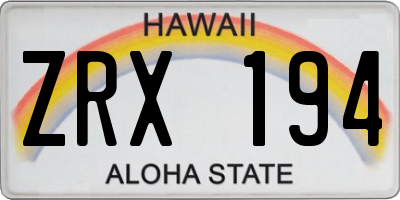 HI license plate ZRX194