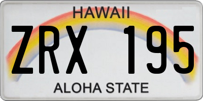 HI license plate ZRX195