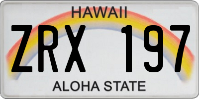 HI license plate ZRX197