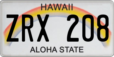 HI license plate ZRX208