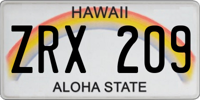 HI license plate ZRX209