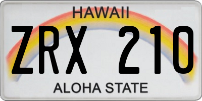 HI license plate ZRX210