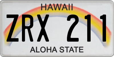 HI license plate ZRX211