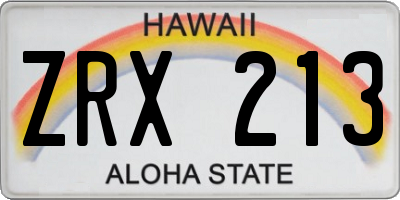 HI license plate ZRX213