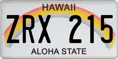 HI license plate ZRX215