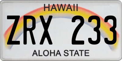 HI license plate ZRX233