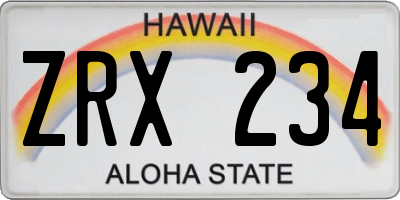 HI license plate ZRX234