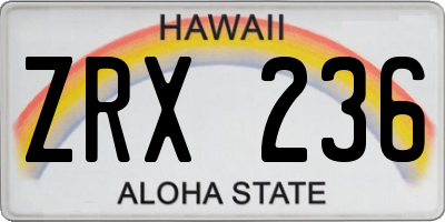 HI license plate ZRX236