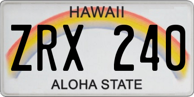 HI license plate ZRX240