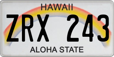 HI license plate ZRX243