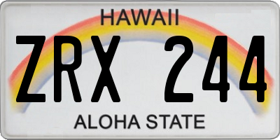HI license plate ZRX244