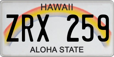 HI license plate ZRX259