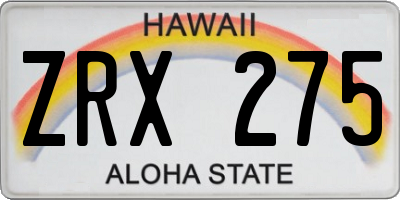 HI license plate ZRX275