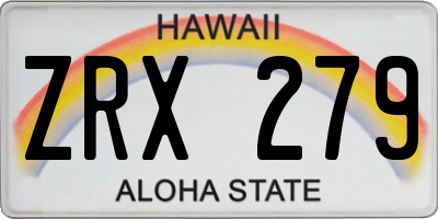 HI license plate ZRX279