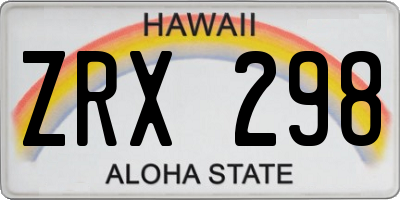 HI license plate ZRX298