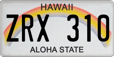 HI license plate ZRX310