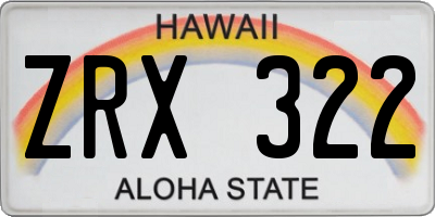 HI license plate ZRX322