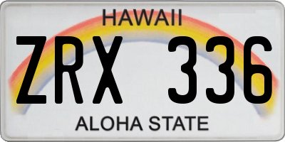 HI license plate ZRX336