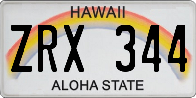 HI license plate ZRX344