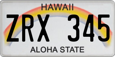 HI license plate ZRX345