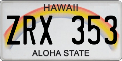 HI license plate ZRX353