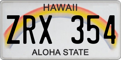 HI license plate ZRX354