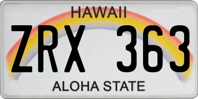 HI license plate ZRX363