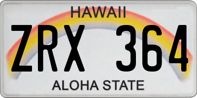 HI license plate ZRX364