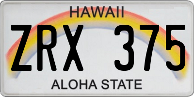 HI license plate ZRX375