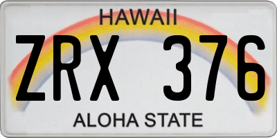 HI license plate ZRX376