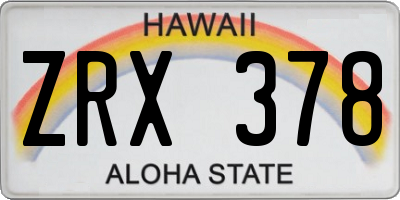 HI license plate ZRX378