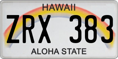 HI license plate ZRX383