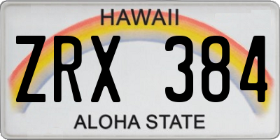 HI license plate ZRX384