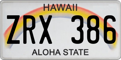HI license plate ZRX386