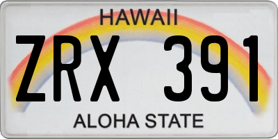 HI license plate ZRX391