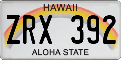 HI license plate ZRX392